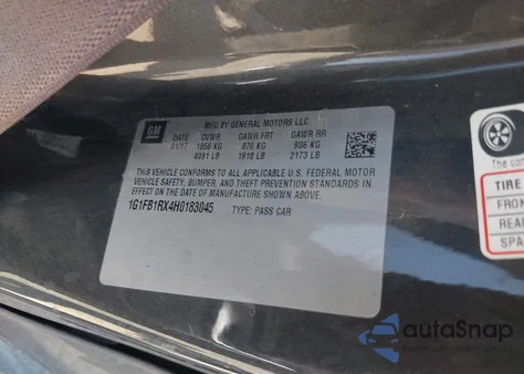 2017 Chevrolet Camaro 1Lt из США, поврежденный, VIN 1G1FB1RX4H0183045